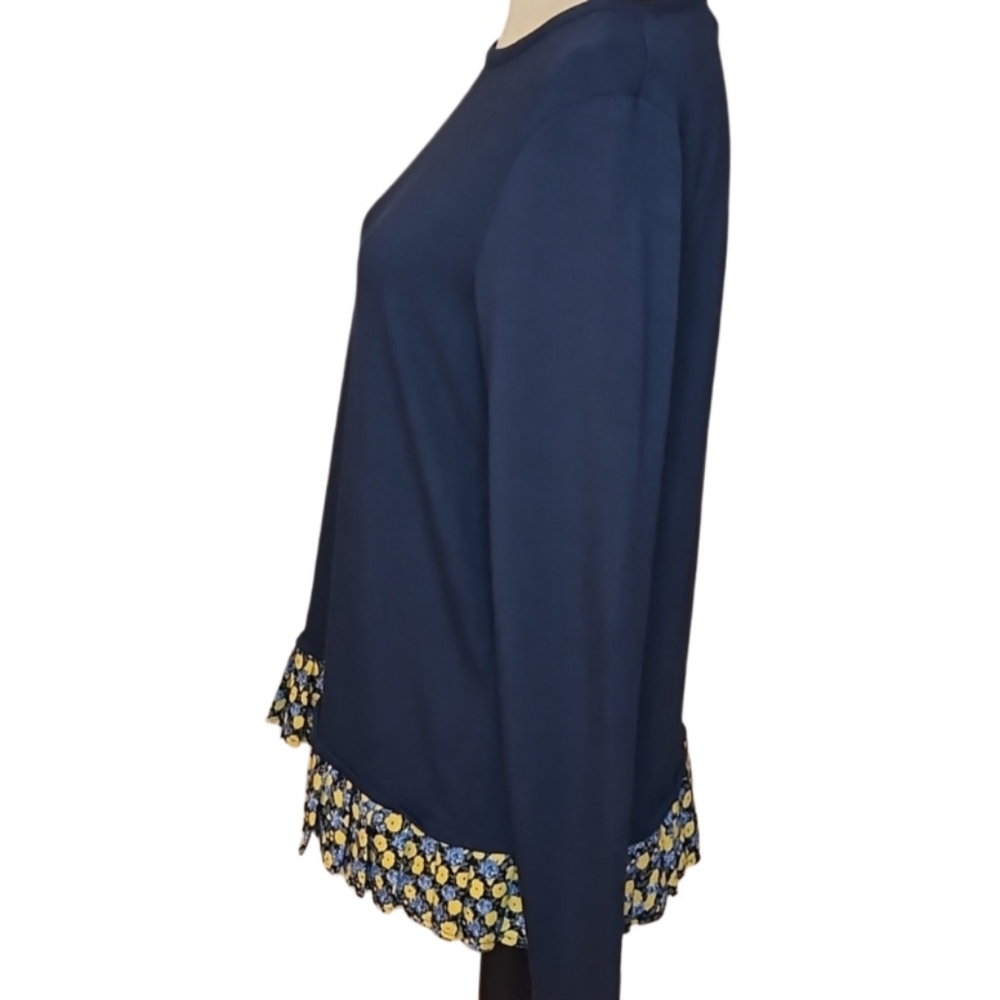 J Crew 3/4 Sleeve Shirt with Floral Trim - Picture 4 of 11